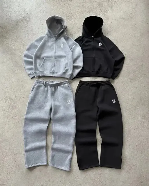 Stüssy Zip-Up Hoodie and Jogger Set Embroidered Logo