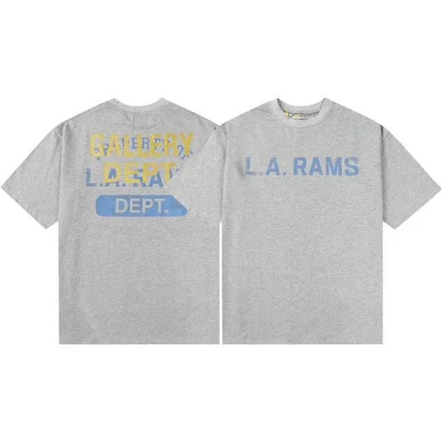 Gallery Dept. × NFL t-shirt heather grey t-shirt with 'GALLERY DEPT.' and 'L.A. RAMS' prints
