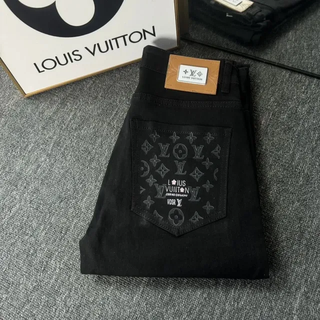 Louis Vuitton Denim Jeans Monogram Pocket Print