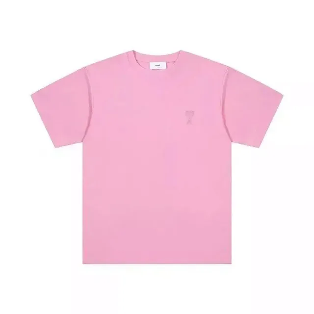 AMI Paris Logo T-Shirt Solid Pink