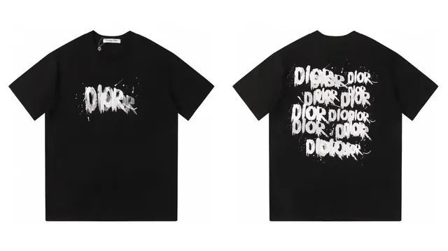 Dior Graphic T-Shirt Graffiti Logo Print