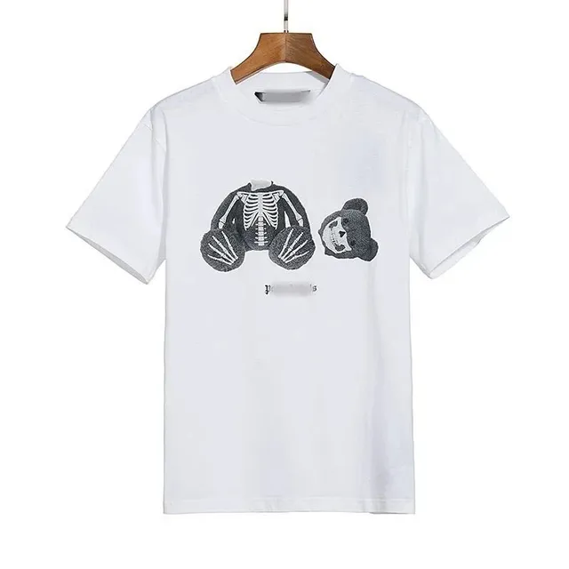 Palm Angels Graphic Tee Skeleton Bear Print