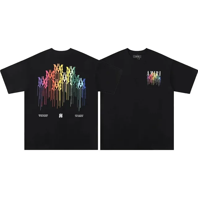 Amiri Graphic Tee Rainbow Drip Logo