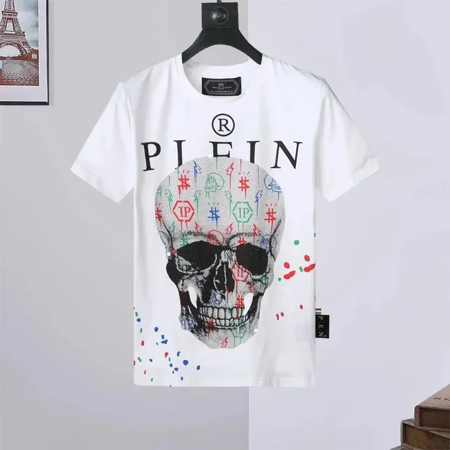 Philipp Plein Skull Graphic Tee Crystal Skull Print