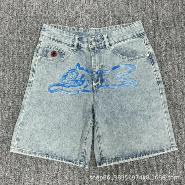 BAPE Denim Shorts Ape Head Print