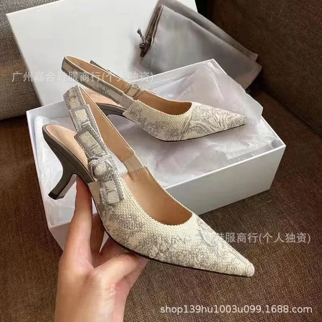 Dior Slingback Heel Embroidered Lace
