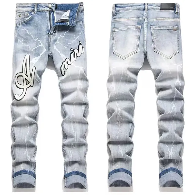 Amiri Lightning Print Jeans Lightning Bolt Graphic
