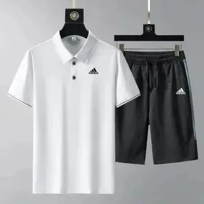 Adidas Polo and Shorts Set Two-Tone