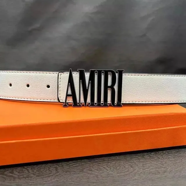 Logo Belt White with Black AMIRI Buckle