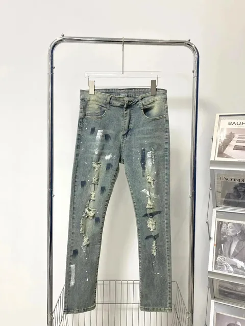 Jordan Distressed Slim Fit Jeans Paint-Splatter Ripped