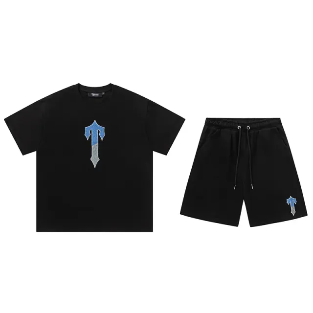 Trapstar T-Shirt and Shorts Set Blue Arrow Logo