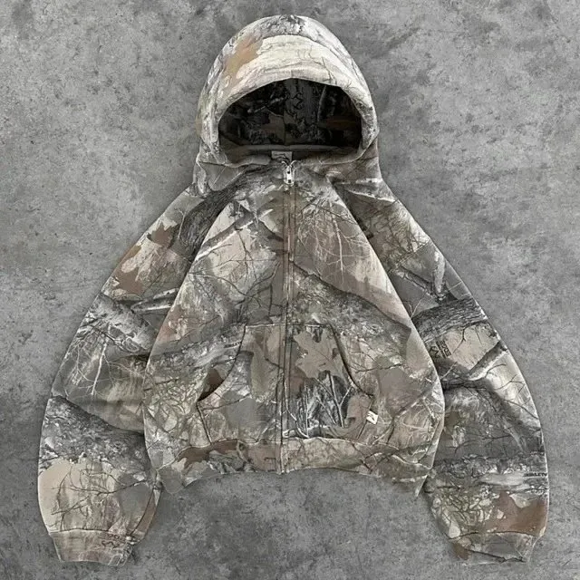 Stone Island Hooded Zip-Up Jacket Camouflage Print