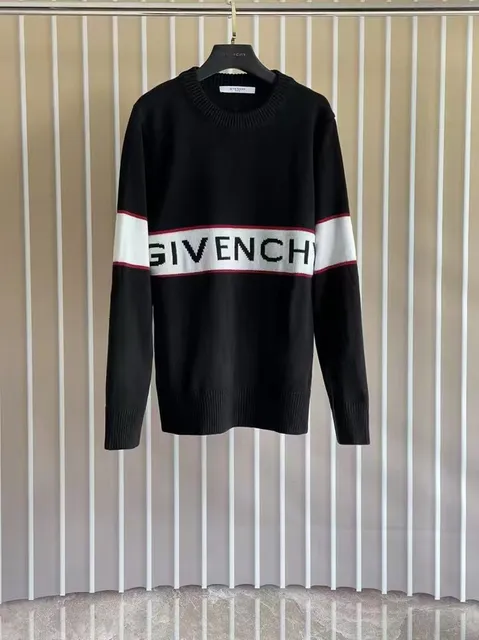 Givenchy Logo Knit Sweater Black with White and Red Band