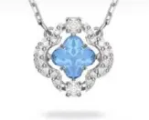 Smart four-leaf clover white gold and blue necklace