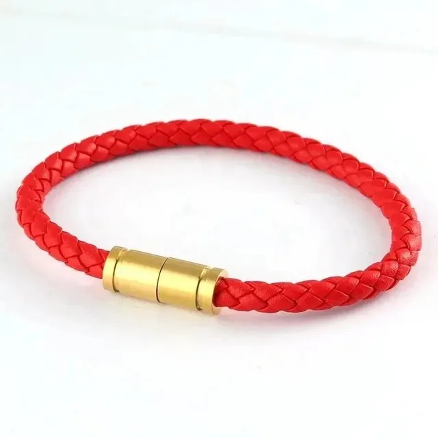 Chrome Hearts Braided Leather Bracelet Gold Clasp
