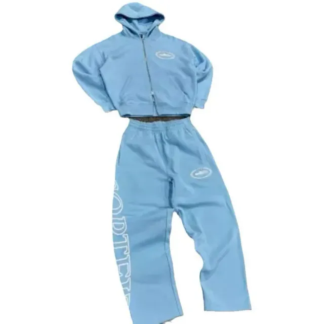 Corteiz Croptop & Joggers Set Light Blue