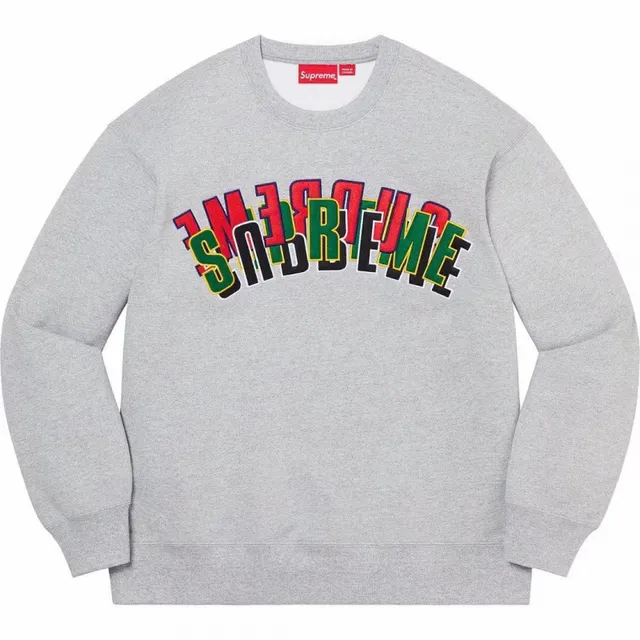 E528SS21 Supreme Stacked Crewneck color embroidery gray