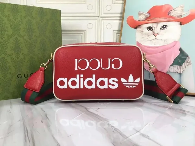 Adidas x Gucci Bag Red Leather with Logo Print
