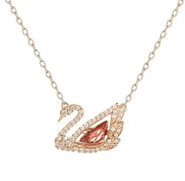 Swarovski Swan Necklace Pink Crystal
