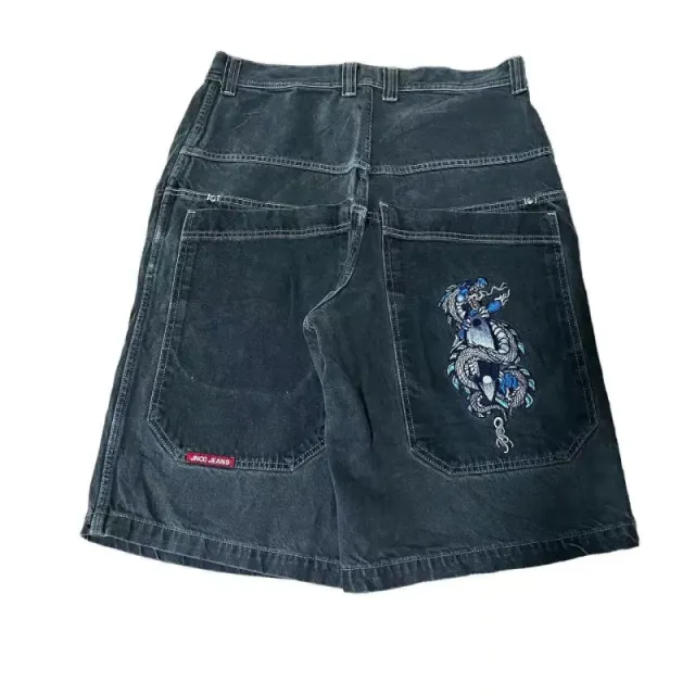 JNCO Embroidered Denim Shorts Dragon Embroidery