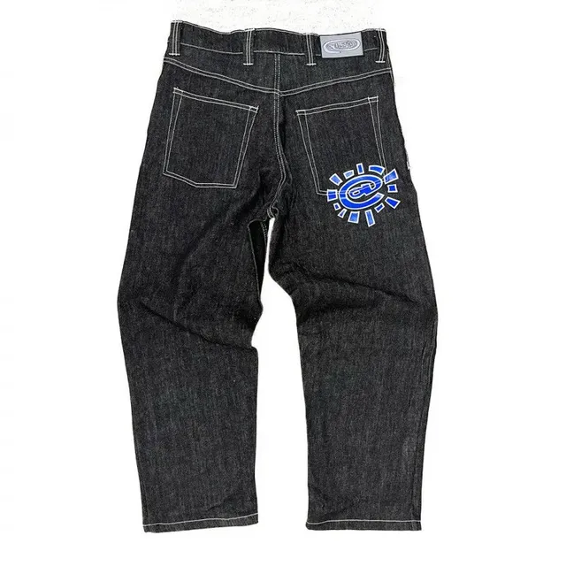 Evisu Straight Fit Jeans Blue Logo Embroidery