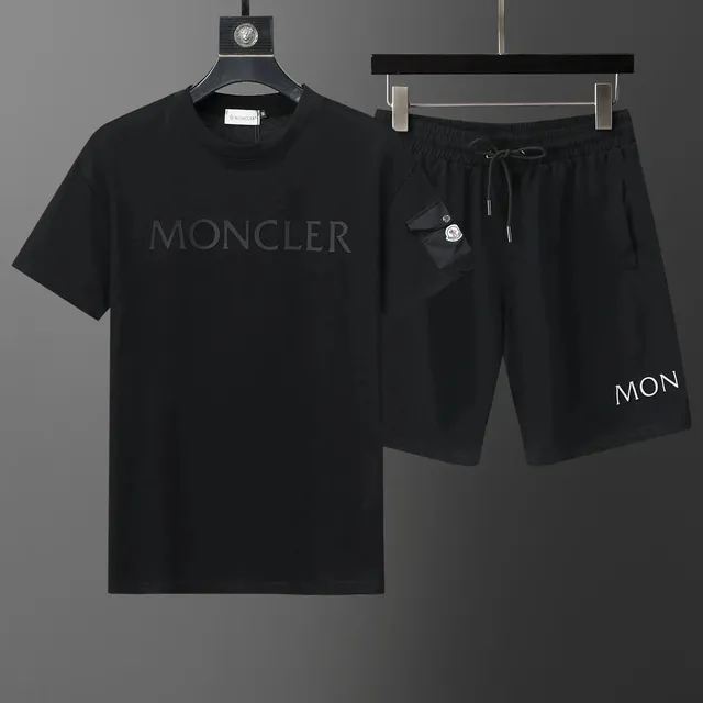 Moncler Logo T-Shirt and Shorts Set Black Monogram