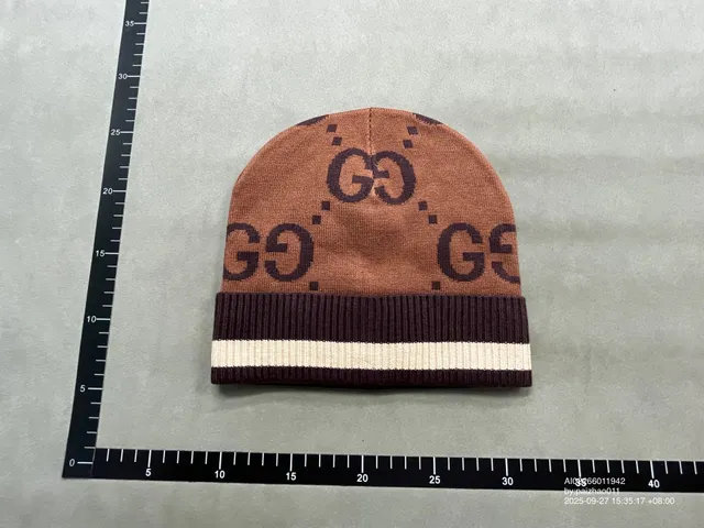 Gucci GG Knit Beanie Brown with Logo Pattern