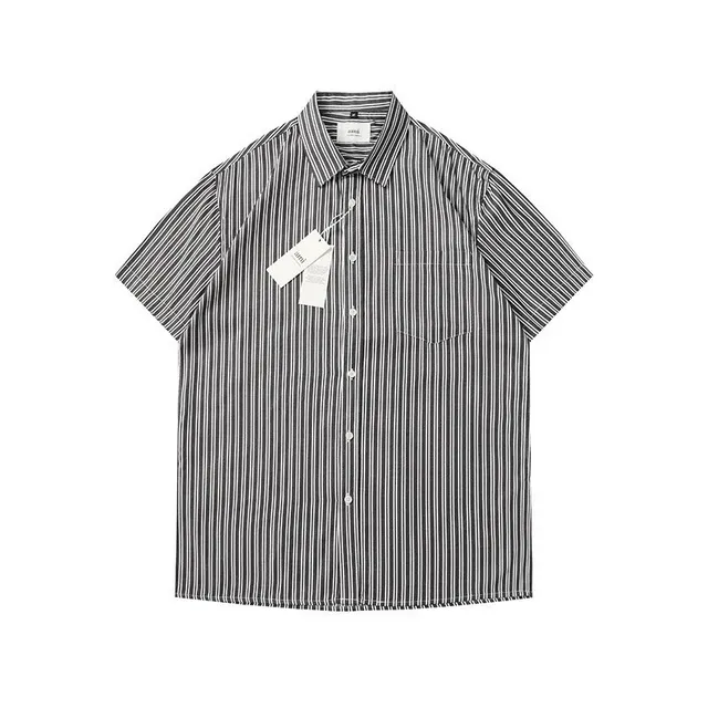 AMI Paris Short-Sleeve Shirt Vertical Stripe