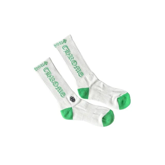 Chrome Hearts Crest Socks White with Green Logo