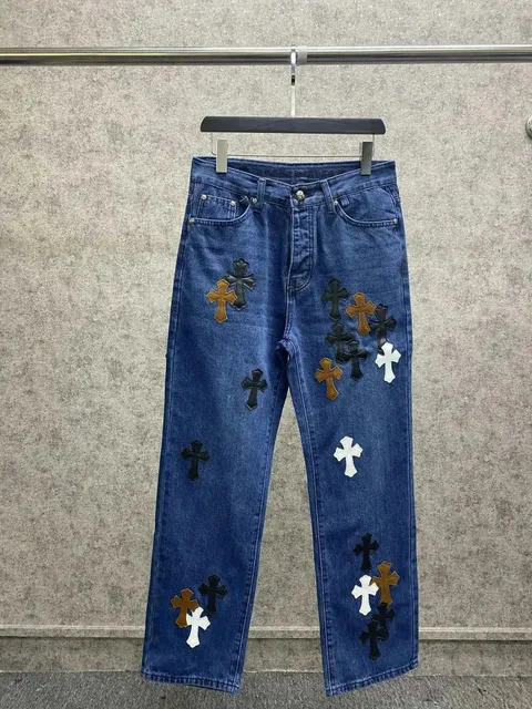 Chrome Hearts Cross Patch Jeans Multi-Color Cross Appliqué