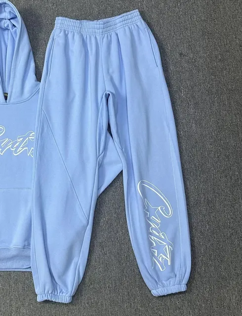 Corteiz Hoodie and Joggers Set Light Blue with Reflective Logo