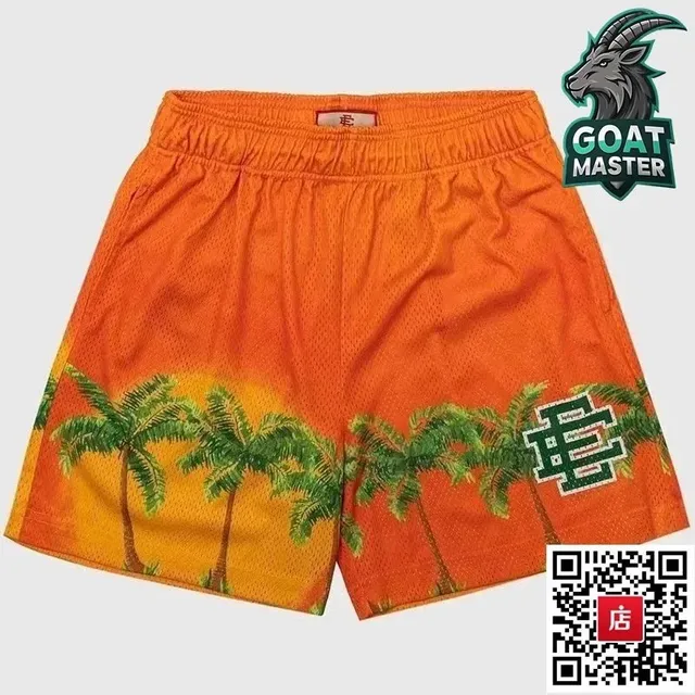 Palm Tree Mesh Shorts Sunset Palm Print