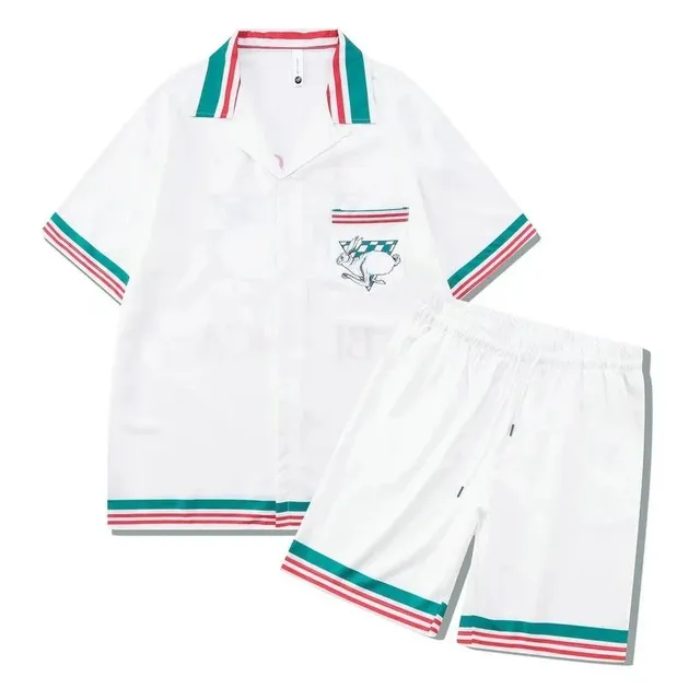 BAPE Shark Short Set White with Green and Red Trim