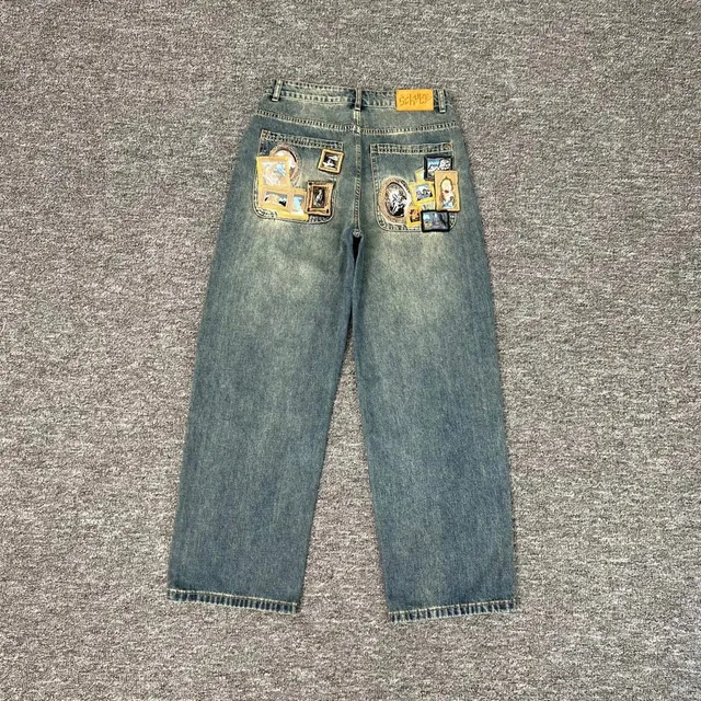Derschutze Art Print Patchwork Jeans