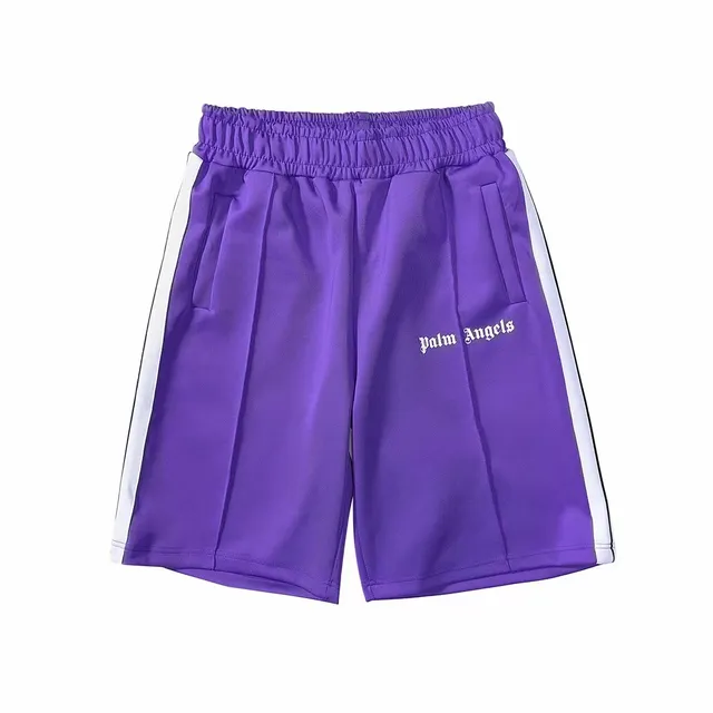 Palm Angels Track Shorts Purple with White Stripe
