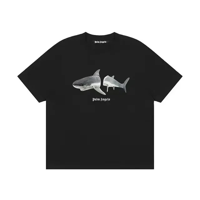 Palm Angels Shark Graphic Tee Shark Print