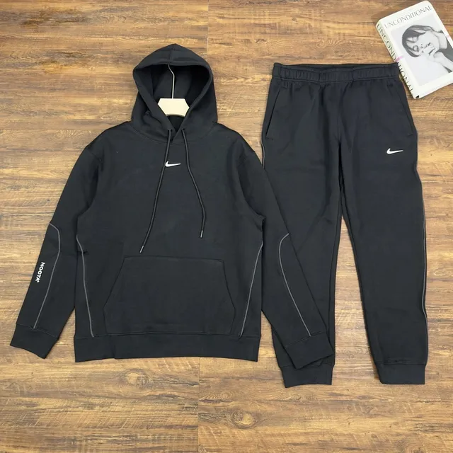 Nike Hoodie and Joggers Set Black with White Swoosh