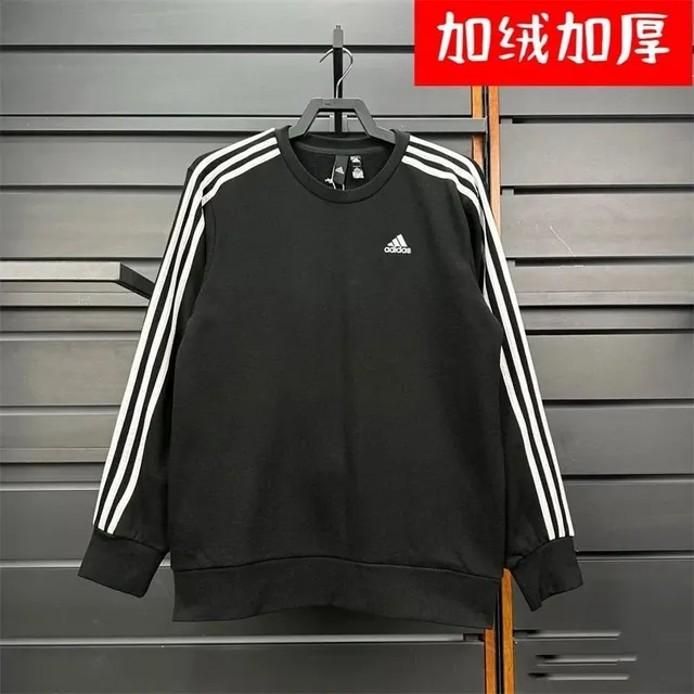 C13 黑色【刺绣三杠圆领】加绒 款