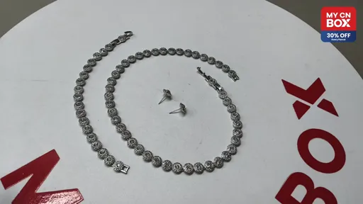 White crystal roman platinum [necklace bracelet earrings] set