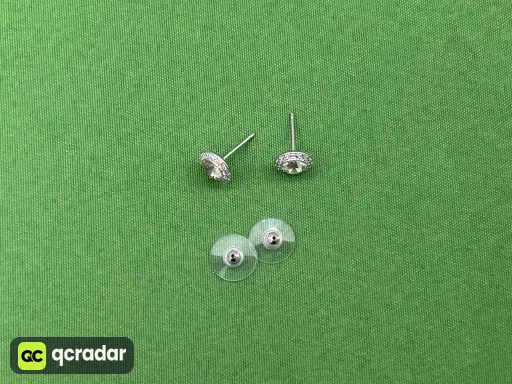 白水晶罗马白金耳钉
