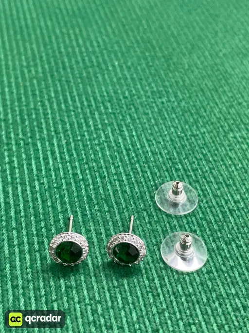 绿水晶罗马白金耳钉