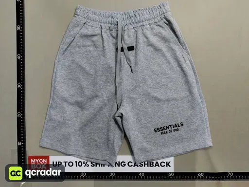 2404 light gray letter flocked shorts