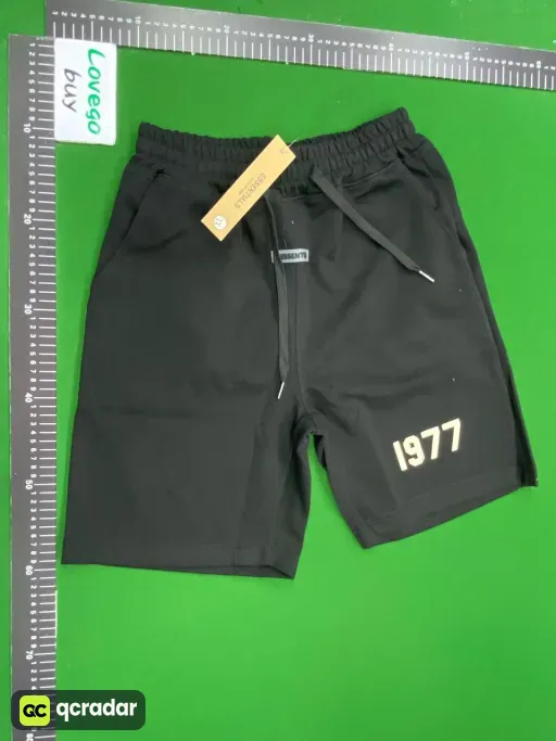 2209 black letter flocked shorts