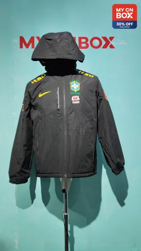 Brazilian nyle windbreaker - black, fleece-lined
