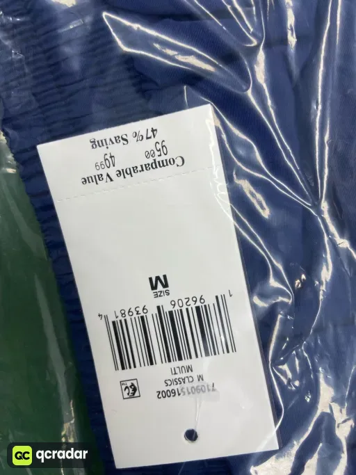 Royal blue red label