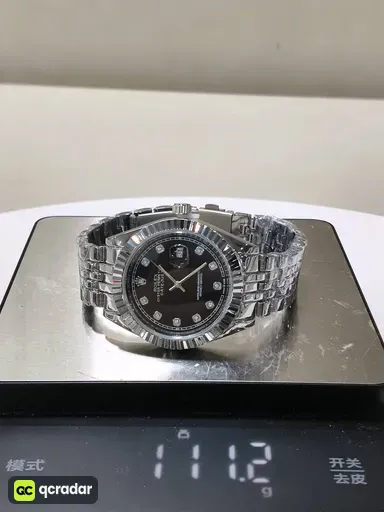 Log solid steel band 12 diamond silver black