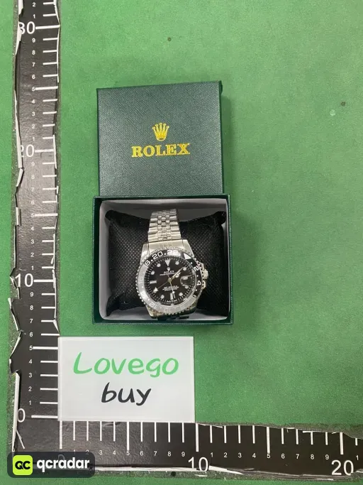 Five baht silver watch strap black gray circle black face