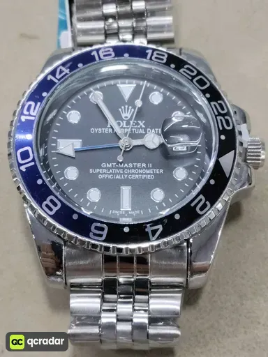 Four-pin coke circle five baht silver watch strap black blue circle black face