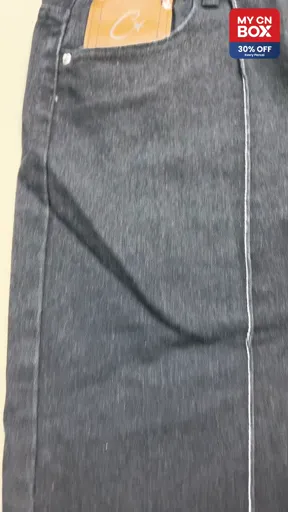 [star] black denim shorts