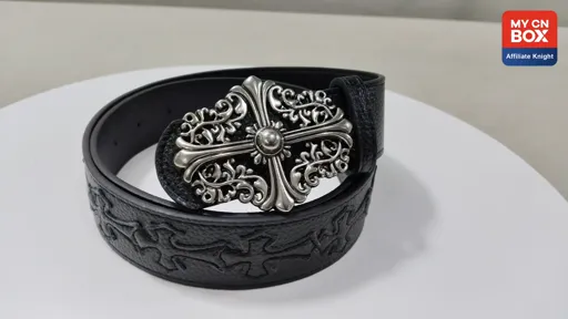 [15 black crosses with black background, flower cross] belt